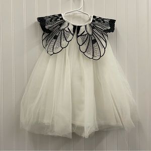 NWT Doe A Dear Black Butterfly Shoulder White Tulle Dress Sz 3T